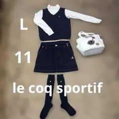 【ルコックゴルフ】ネイビー 紺色ベストとネイビーバックプリントスカートセットL