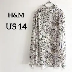 美品❣️H&M【US 14】花柄 長袖ブラウス シャツ