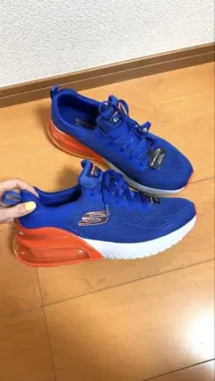 新しいSKECHERS SKECH AIR ブルーオレンジスニーカー28.5