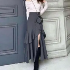 rienda フリルスリットハイウエストスコートショートパンツ