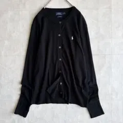 POLO RALPH LAUREN ピマコットンカーディガン 黒 L 刺繍ロゴのサムネイル