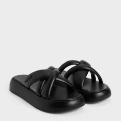 パッフィー クロスオーバーストラップスライドサンダル （Black）のサムネイル