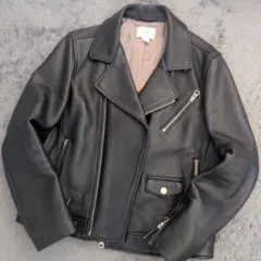 ブラック レザー ダブルライダースジャケット