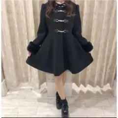 ファー付きダッフルコート ブラック