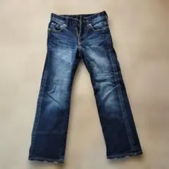 ダークブルー ストレートレッグデニムパンツ