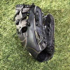 黒 レザー 子供　軟式グローブ 5本指