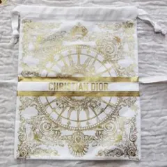 CHRISTIAN DIOR ゴールド装飾巾着ポーチ
