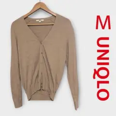 ユニクロ UVカットスーピマコットンVネックカーディガン（長袖）ブラウン M