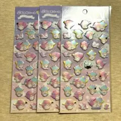 【3枚】ダイソー　ぷくっとシール　リトルツインスターズ　キキララ　サンリオ