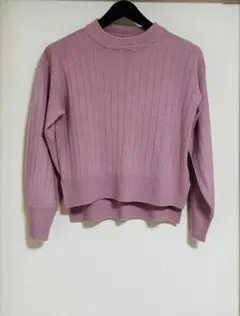 w closet リブニット 長袖 ピンク ハイネック ピンク