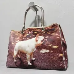 希少 アニヤハインドマーチ 犬dog転写プリントハンドバッグ トートバッグ アニヤ ハインドマーチ トートバッグ トート ハンドバッグ