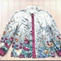 昭和レトロChris is Paris花柄 長シャツポリエステル素材 M サイズ