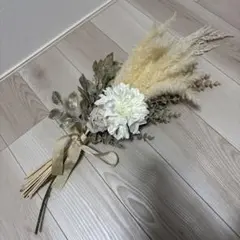 ホワイト＆グリーン ドライフラワー スワッグ 54cm ブーケ - メルカリ