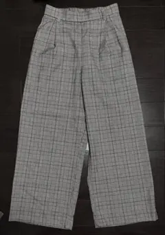 ロペピクニック グレンチェック ワイドパンツ グレー系 36 Sサイズ