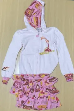 ヒスミニフード付きジップアップ スカート 上下セット