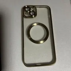 iPhone用マグネット対応ケース ゴールド/クリア15plus