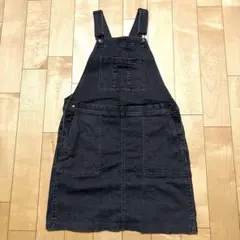 UNIQLO ユニクロ デニム ジャンパースカート 膝丈 サロペット　ブラック