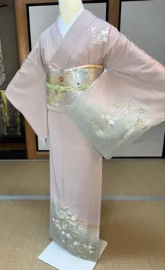 正絹高級な訪問着4点フルセット 訪問着　袋帯　帯締め　帯揚げ