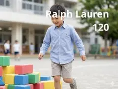 ラルフローレン 120 ボタンダウン 長袖 シャツ 水色 マルチポニー 訳あり