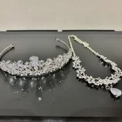 ウェディング ヘッドドレス ティアラ ネックレス セット