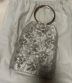 Dorry Doll 2WAY仕様リングハンドルビジューバッグ　グレー　シルバー
