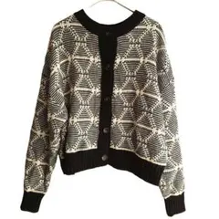 アースミュージックアンドエコロジー✨長袖カーディガン【F】ブラック/ホワイト