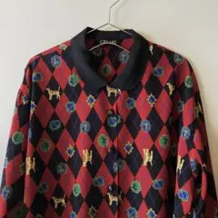 vintage 丸襟 デザイン シャツ 80s 90s