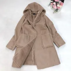 ヴァンスエクスチェンジ フード付ロングコート アウター フェイクスエード ファー