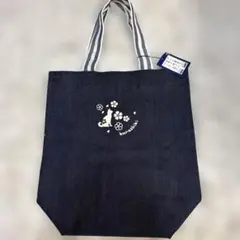新品タグ付き　倉敷屋 デニム トートバッグ　ネコ　猫
