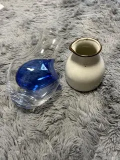 値下げ)青色ガラス/陶器　徳利2個セット