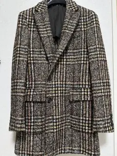 美品 タリアトーレ ダブル チェスターコート ツイード シルク モヘア