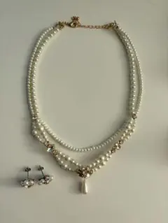 パールネックレス＆ピアスセット