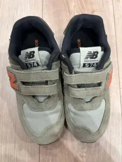 New Balance 574 キッズスニーカー グリーン/オレンジ