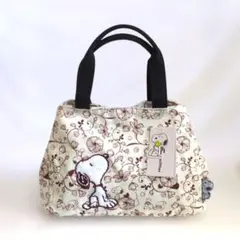 siffler スヌーピー サイドボタンミニトートバッグ（フラワーベージュ）