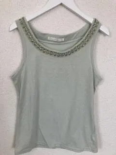 【alicia PAGEBOY 】ビーズ付きタンクトップ ミントグリーン 美品