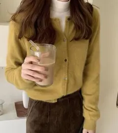 【Doula Doula】クルーネックニットカーディガン