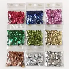 【まとめ売り】エルベール　スパンコール　亀甲6mm　9パック　多色セット