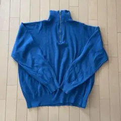 ZARA ハーフジップ　ニット　ブルー　ニット　タートルネック