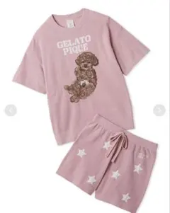 ジェラピケ　ドッグジャガードプルオーバー&ショートパンツセット