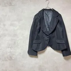 ミモザ　テーラードジャケット　長袖　バックリボン　レース　ショート丈　黒　M