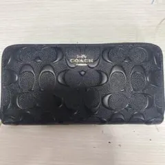 COACH ブラック レザー 長財布 - メルカリ