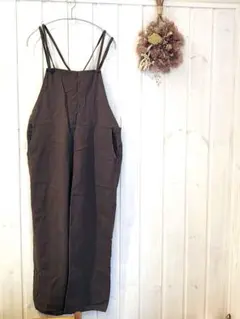 1枚でコーデ完成❣️Samansa Mos2 blue リネン混サロペット 茶色