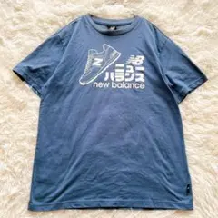 ニューバランス　半袖Tシャツ　カタカナ　ロゴ　イラスト　ネイビー　紺　M 綿混