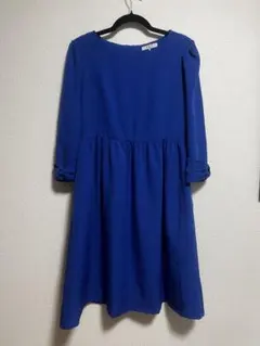 青色 Aライン ワンピース 長袖　古着