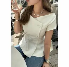 sheller オフショルダージャケットトップス シェリエ off shoulder knit peplum tops – shéller / シェリエ