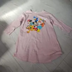 ミッキーキャラクター長袖ワンピース ピンク