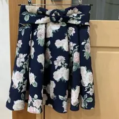 INGNI フラワープリント フレアスカート ネイビー