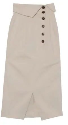 ★匿名配送★脚長効果 スリット タイトスカート ベージュ 膝丈 サイズS