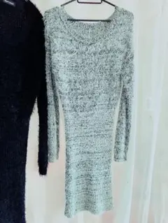 長袖ニットワンピース グレー・ブラック　VANITY FACE セット