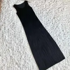 プリーツプリーズ ノースリーブ ワンピース ブラック サイズ2 プリーツプリーズPLEATS PLEASE プリーツノースリーブダブルジップ